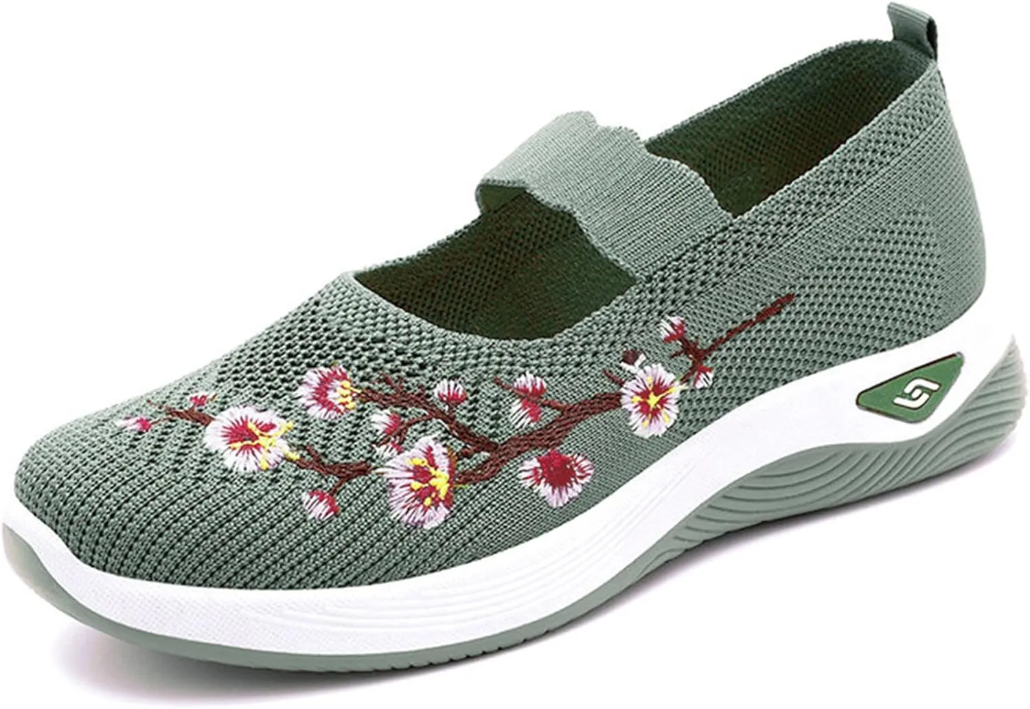 Walking Shoes Women Lightweight Breathable Knit Mesh Flat Loafers Comfy Mary Jane Non Slip Memory Foam Mom Walking Nurse Shoes Casual Soft Cushion Sneakers