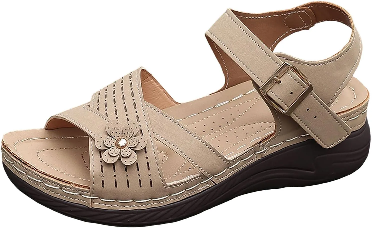 Wedge Sandals for Women Closed Toe Comfortable with Massage Function Outdoor Platform Arch Support Shoes Plantar Fasciitis Summer 2025 Black Orthopedic Espadrilles Flats Orthotic Slippers