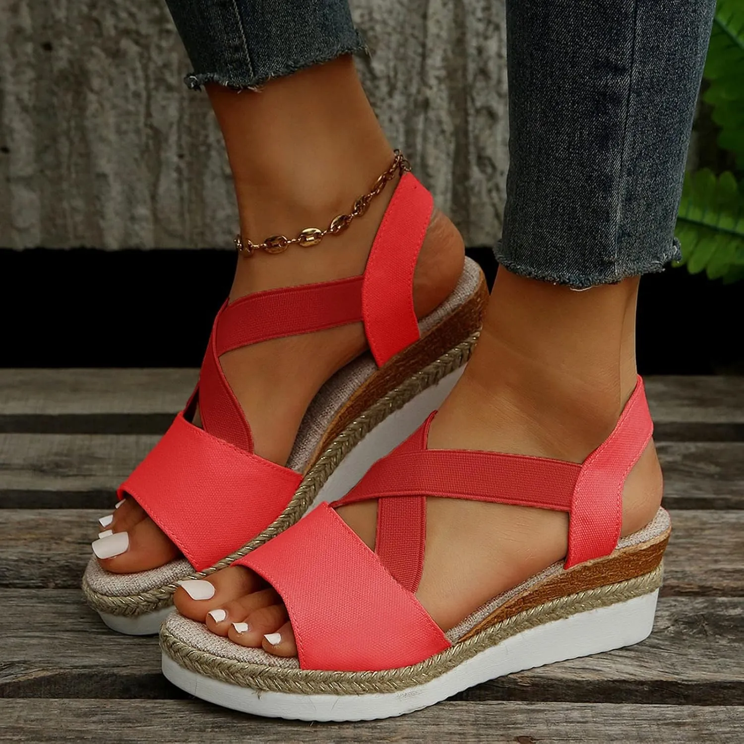 Wedge Sandals for Women Dressy Summer,Platform Wedges for Women,Womens Espadrilles Open Toe Sandals Comfortable Dressy Ankle Strap Slip On Sandals Orthopedic Sandals Casual