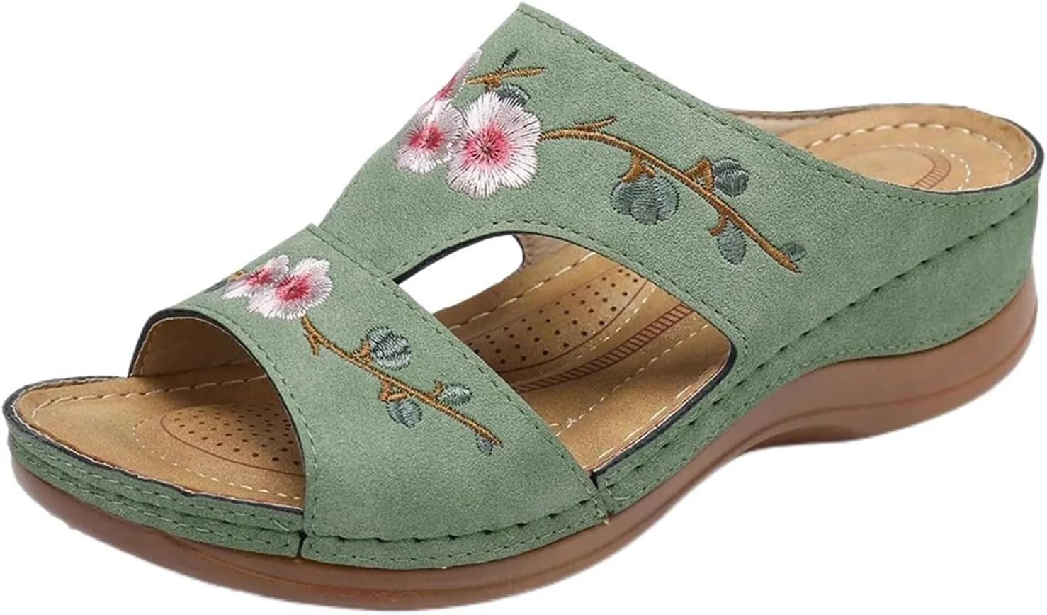 Wedge Sandals for Women Embroidered Orthopedic Sandals Womens Dressy Summer Platform Wedges, Casual Fish Mouth Open Toe Sandal Comfortable Slip on Walking Slippers