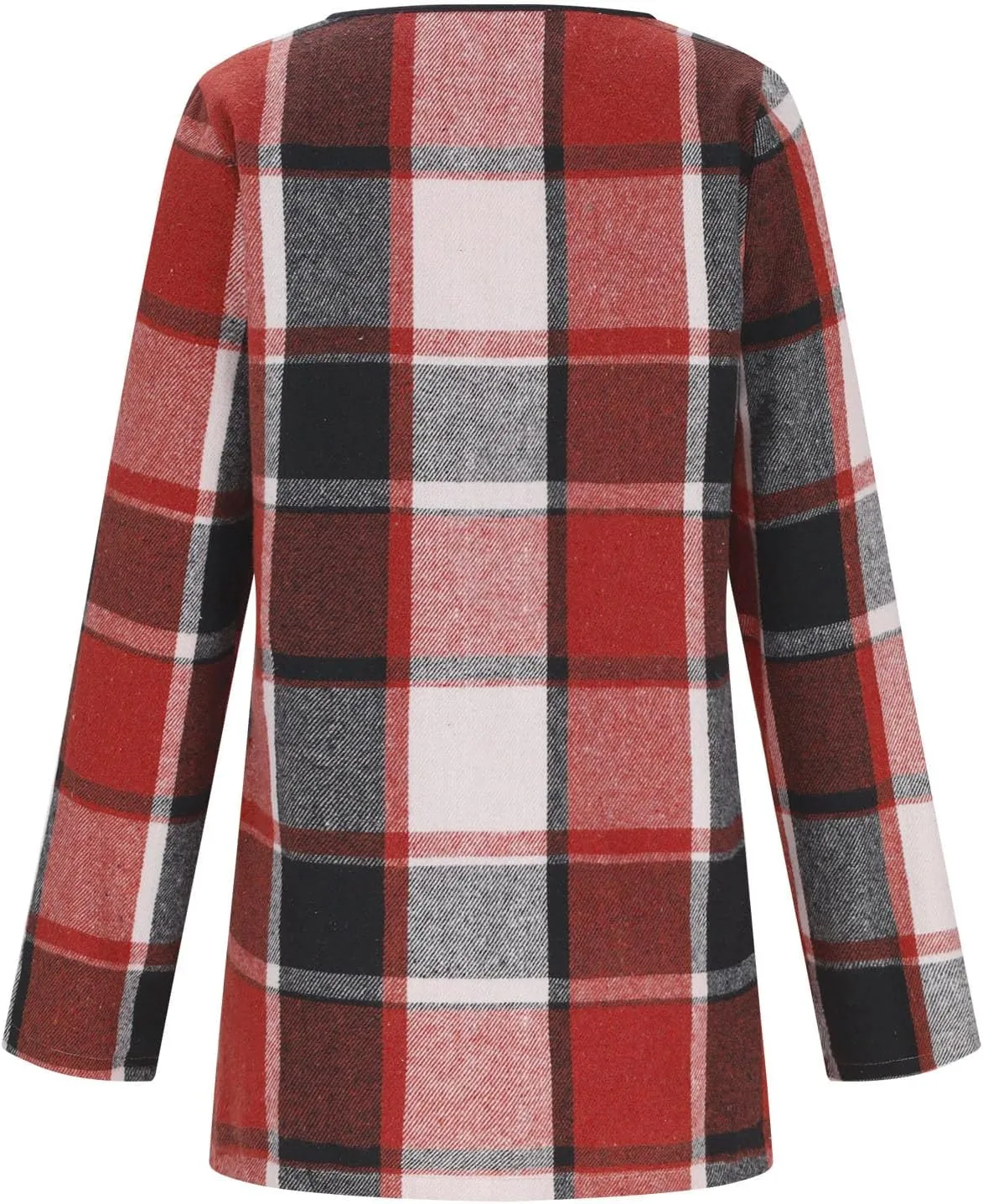 Winter Coats for Women Oversized Casual Cardigan Tops Long Sleeve Hoodless Plaid Jackets 2024 Fall Clothes