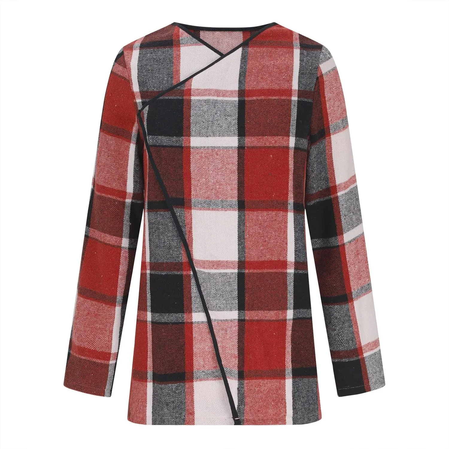 Winter Coats for Women Oversized Casual Cardigan Tops Long Sleeve Hoodless Plaid Jackets 2024 Fall Clothes