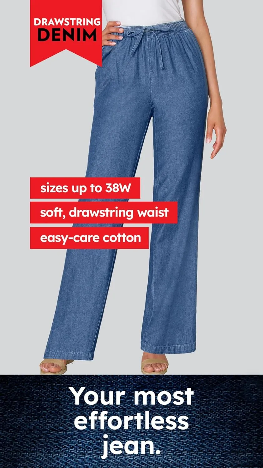 Woman Within Women's Plus Size Petite Drawstring Denim Skirt