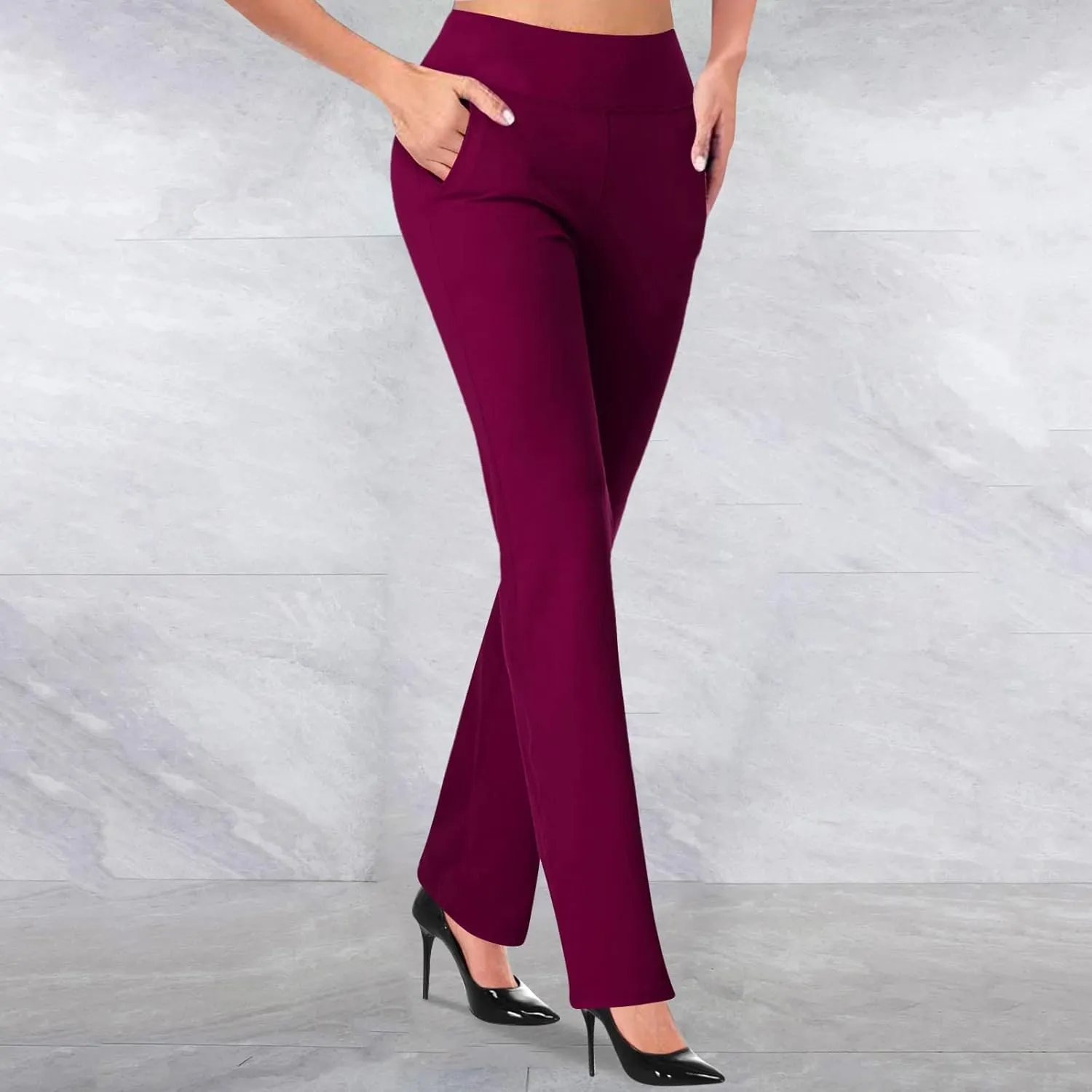 Womans Dress Pants Formal Work Trousers High Waist Slim Fit Casual Yoga Pants Stretchy Skinny Business Office Slacks