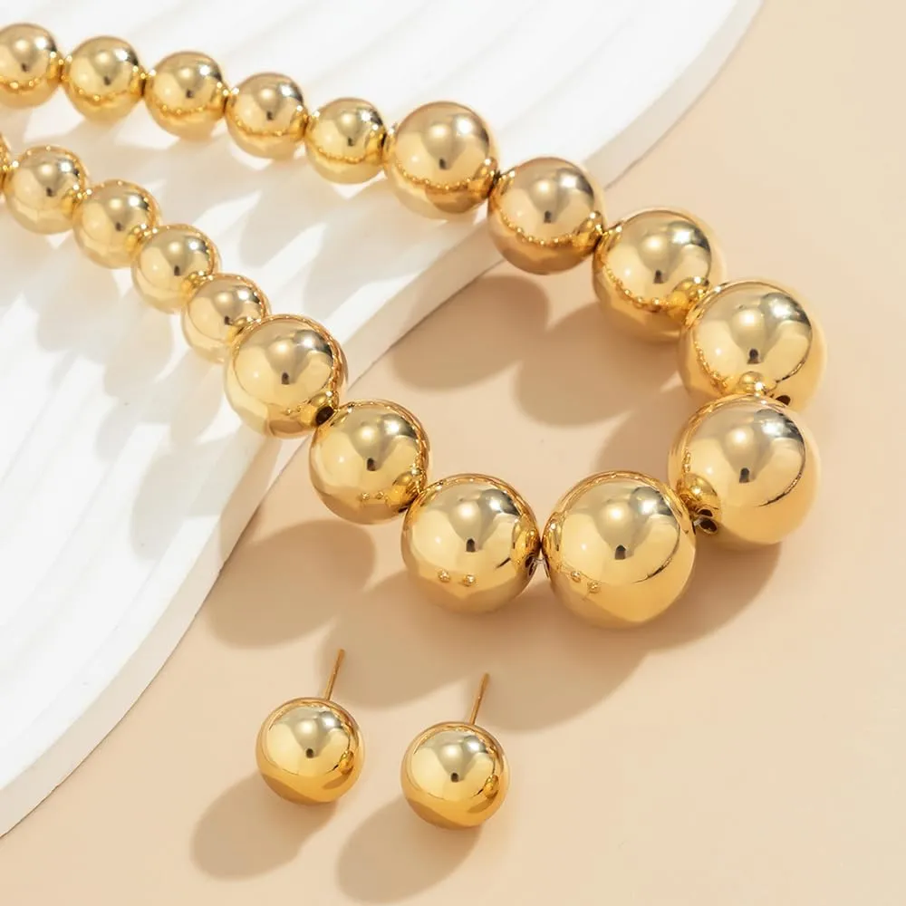 Women Boho 1920s Pearls Choker Necklaces with Earrings Set Gold Dainty Pearls Choker Necklaces Fashion Chunky Pendant Multilayer Adjustable Layering Chain Necklaces for Women