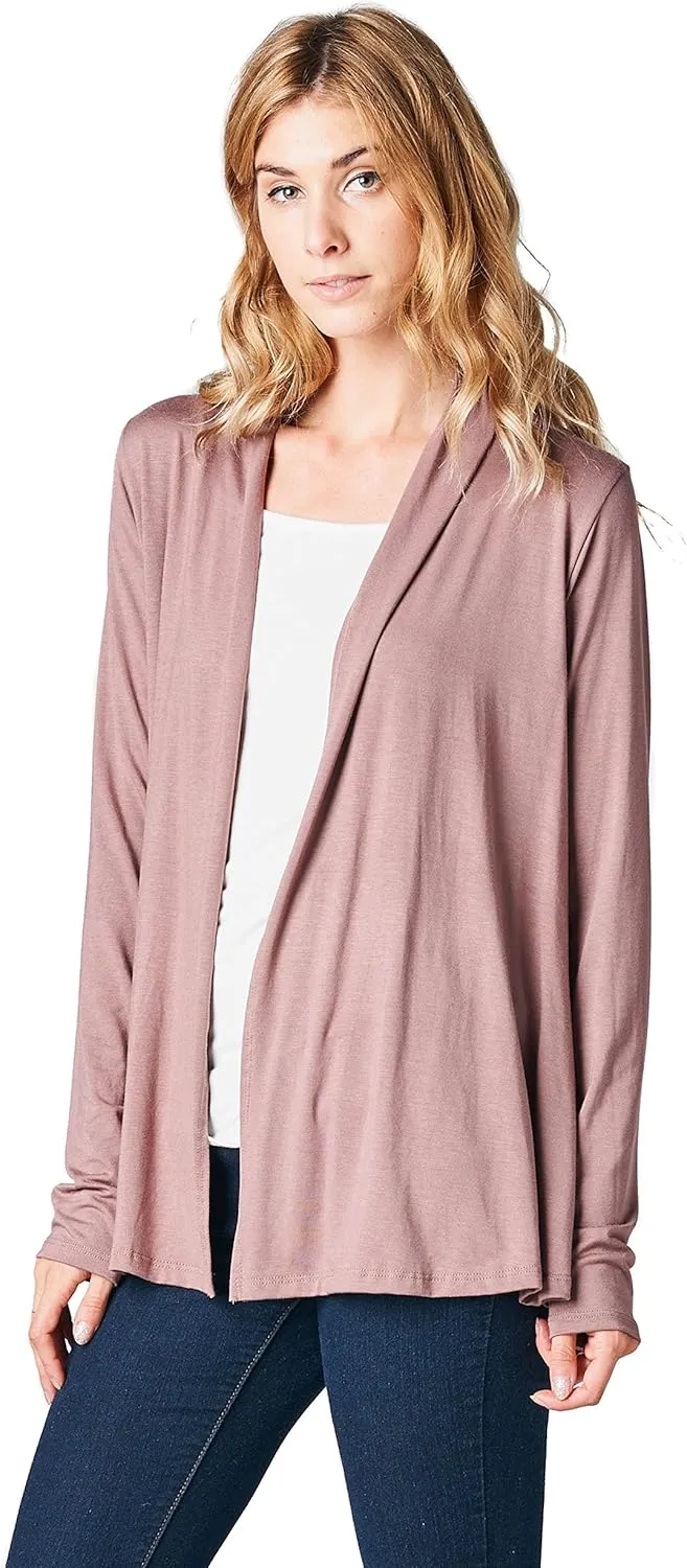 Women Casual Open Front Long Sleeve Lightweight Softest Viscose Made from Bamboo Cardigan
