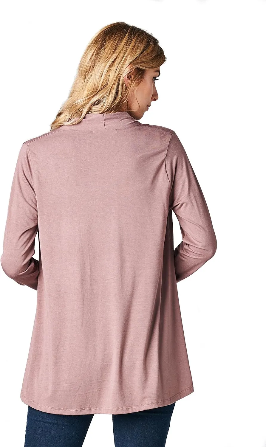 Women Casual Open Front Long Sleeve Lightweight Softest Viscose Made from Bamboo Cardigan