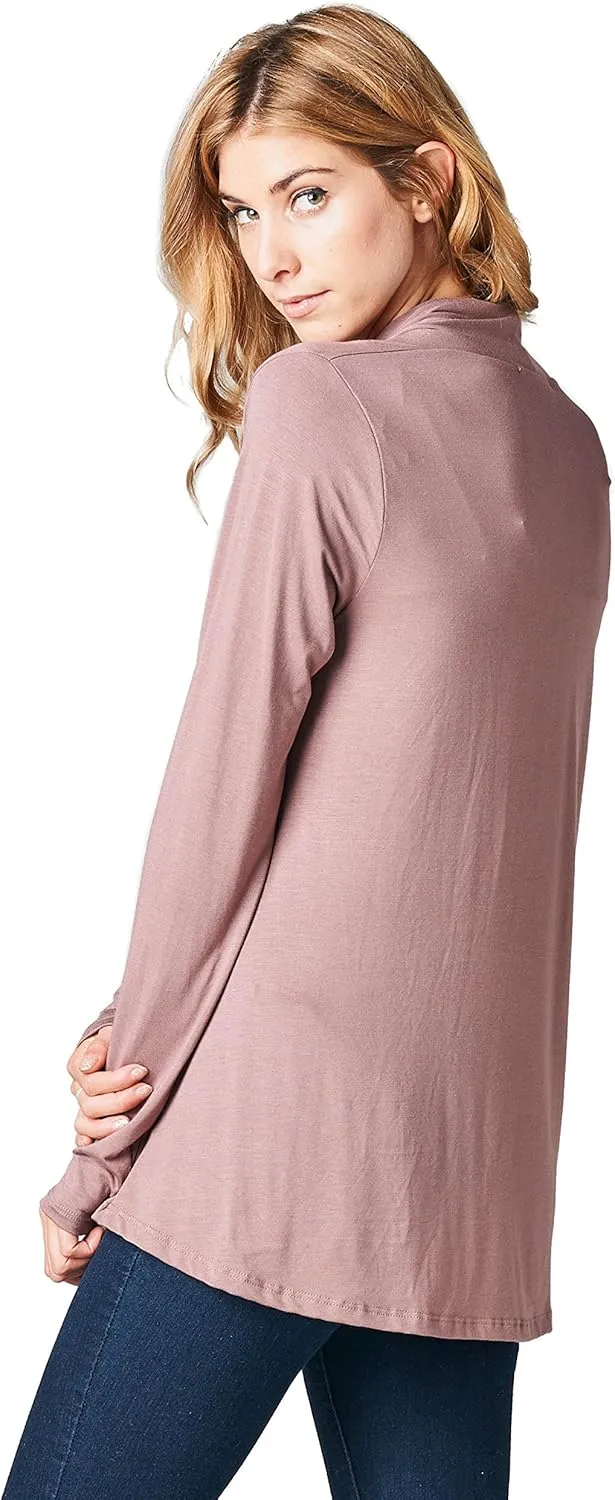 Women Casual Open Front Long Sleeve Lightweight Softest Viscose Made from Bamboo Cardigan