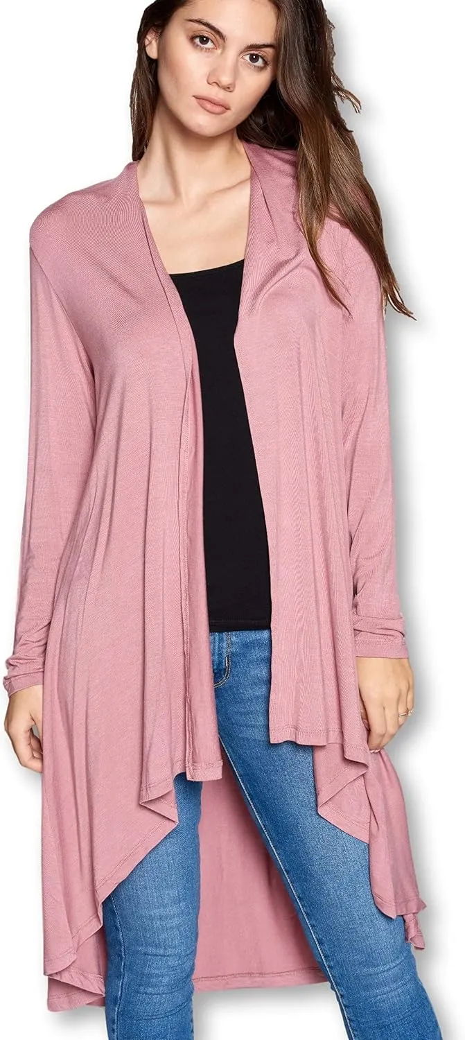 Women Long Duster Maxi Softest Open Front Casual Flowy Viscose Made from Bamboo Cardigan