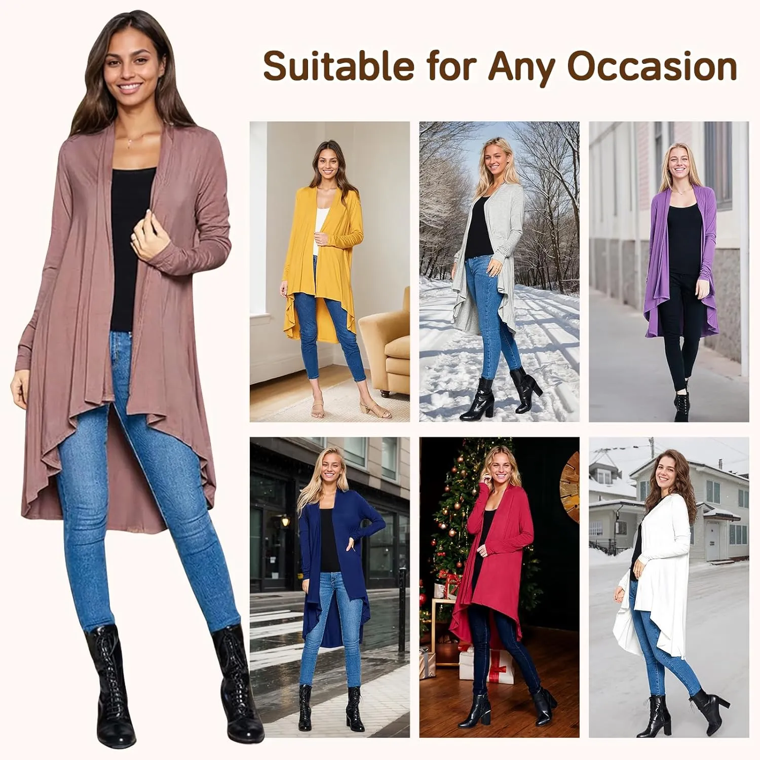Women Long Duster Maxi Softest Open Front Casual Flowy Viscose Made from Bamboo Cardigan