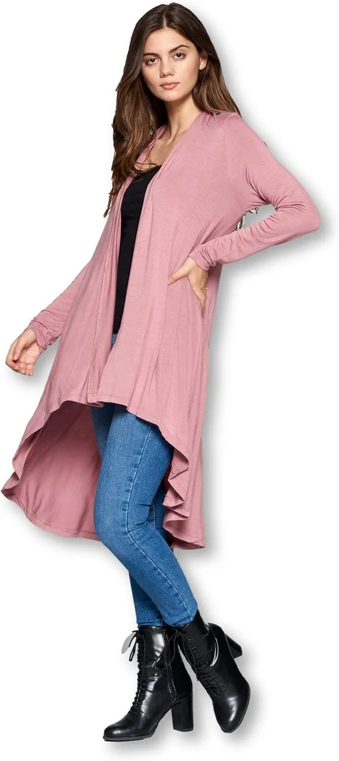 Women Long Duster Maxi Softest Open Front Casual Flowy Viscose Made from Bamboo Cardigan