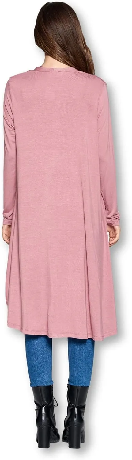 Women Long Duster Maxi Softest Open Front Casual Flowy Viscose Made from Bamboo Cardigan
