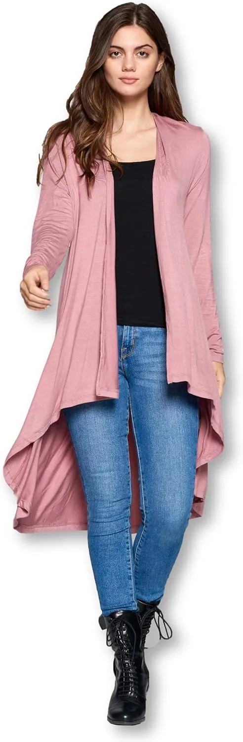 Women Long Duster Maxi Softest Open Front Casual Flowy Viscose Made from Bamboo Cardigan