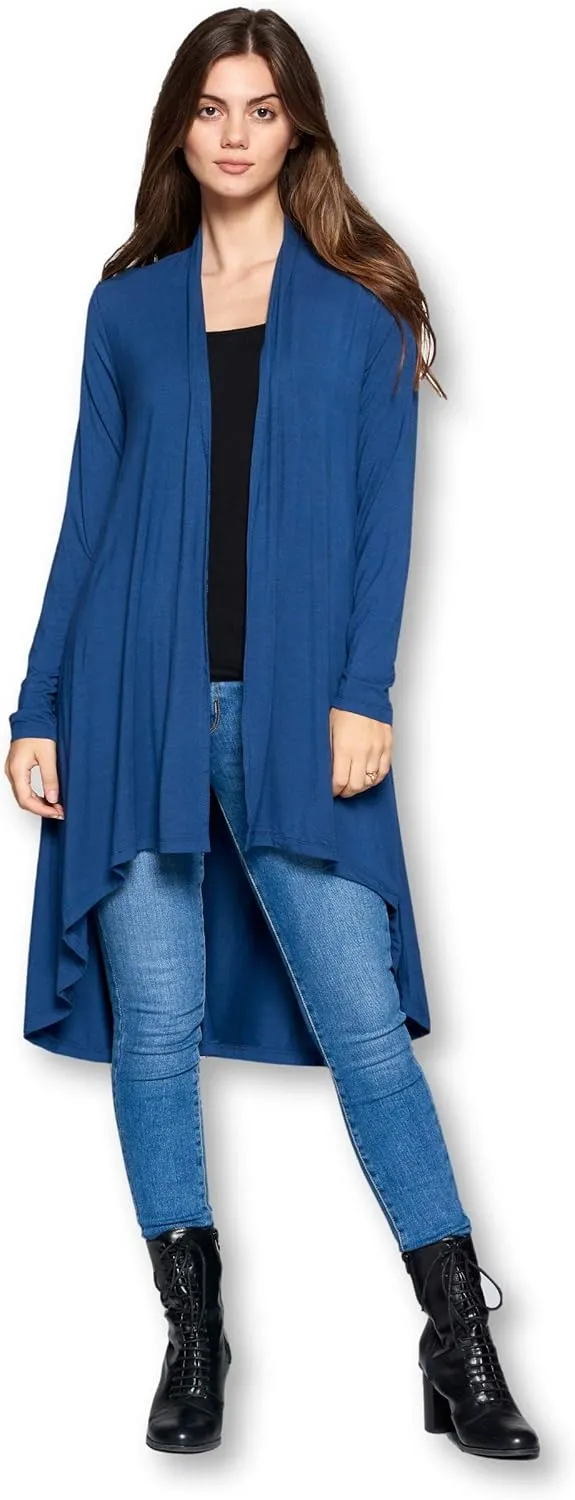 Women Long Duster Maxi Softest Open Front Casual Flowy Viscose Made from Bamboo Cardigan