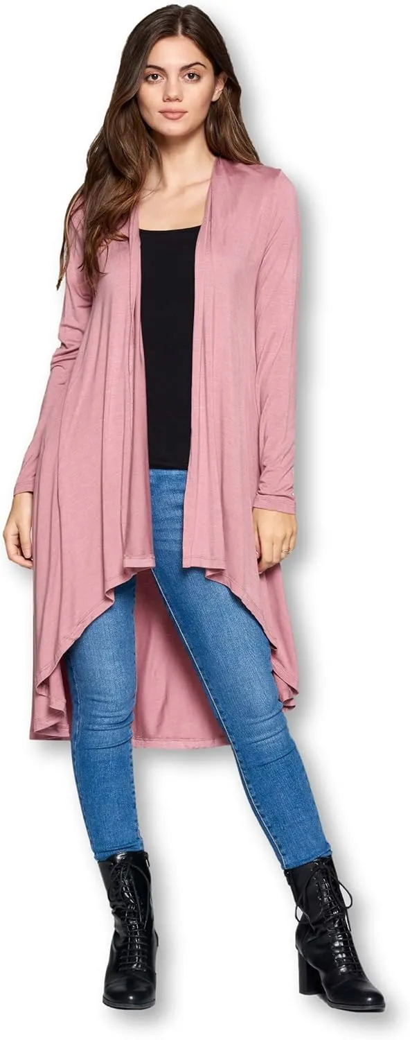 Women Long Duster Maxi Softest Open Front Casual Flowy Viscose Made from Bamboo Cardigan