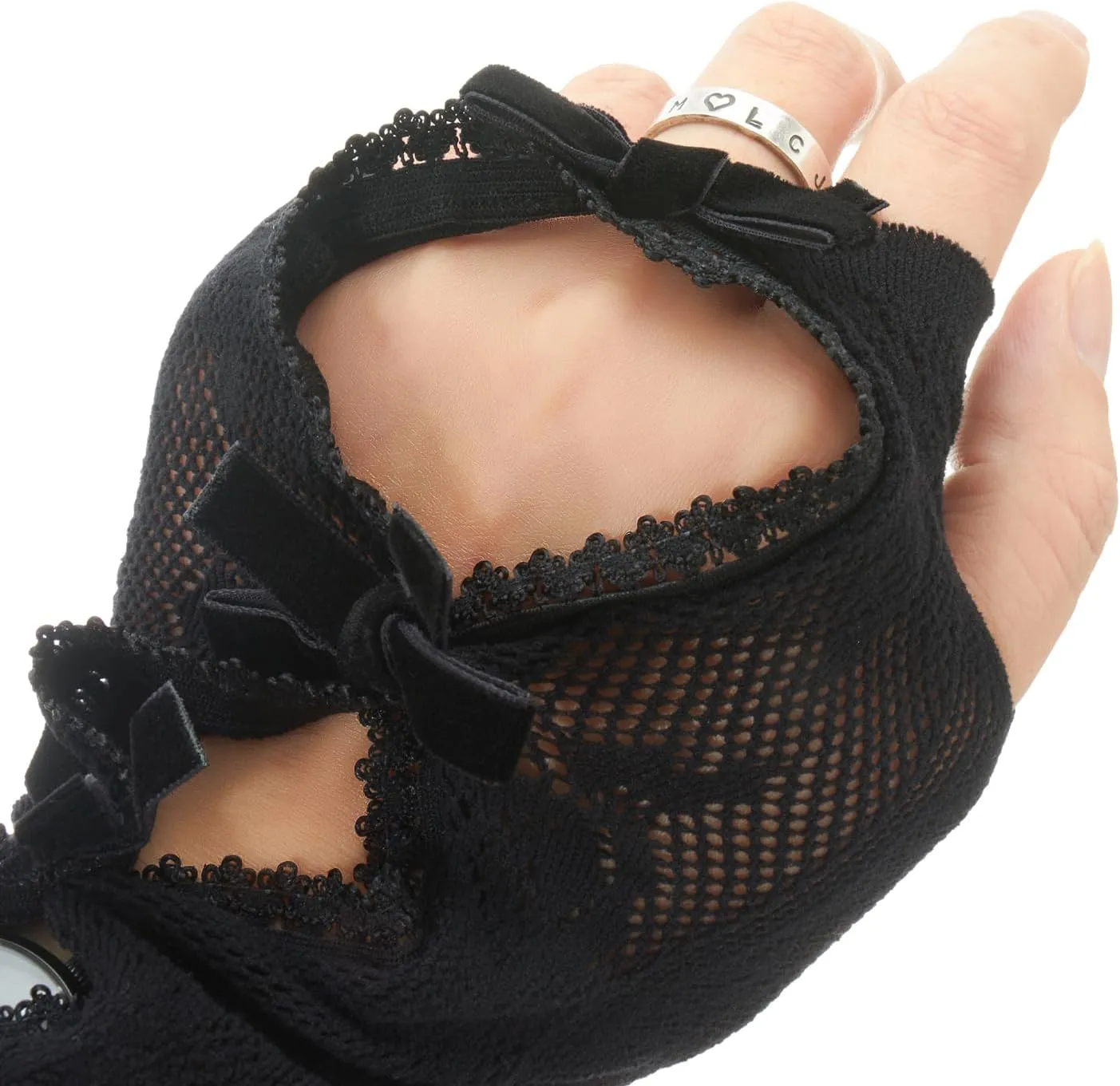 Women Long Sleeve Lace Shrug with Thumb Hole, Open Front Cut Out Bow Bolero Fishnet Shawl Arm Sleeves Cardigan