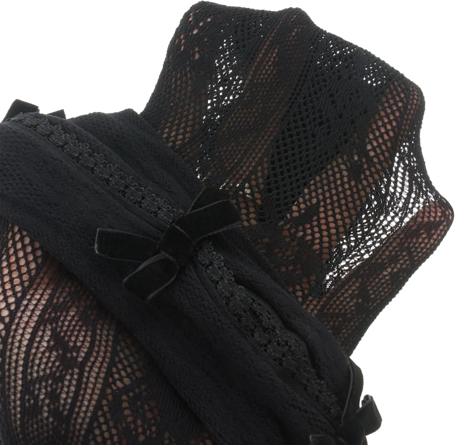 Women Long Sleeve Lace Shrug with Thumb Hole, Open Front Cut Out Bow Bolero Fishnet Shawl Arm Sleeves Cardigan