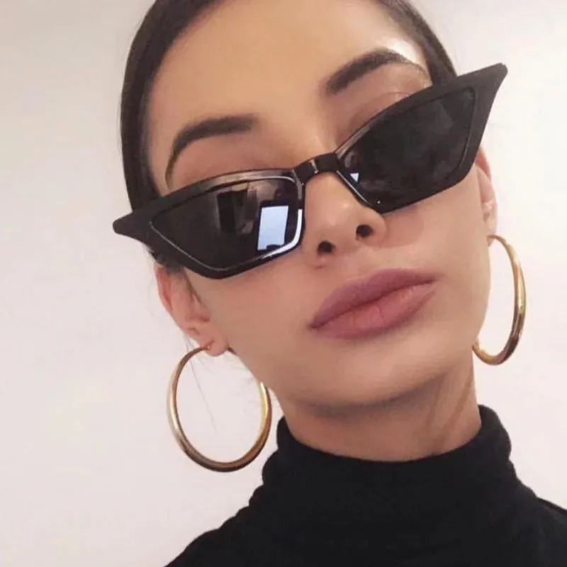 Women Retro Triangle Vintage Trending Small Sun Eye Cat Streetwear Red Sunglasses