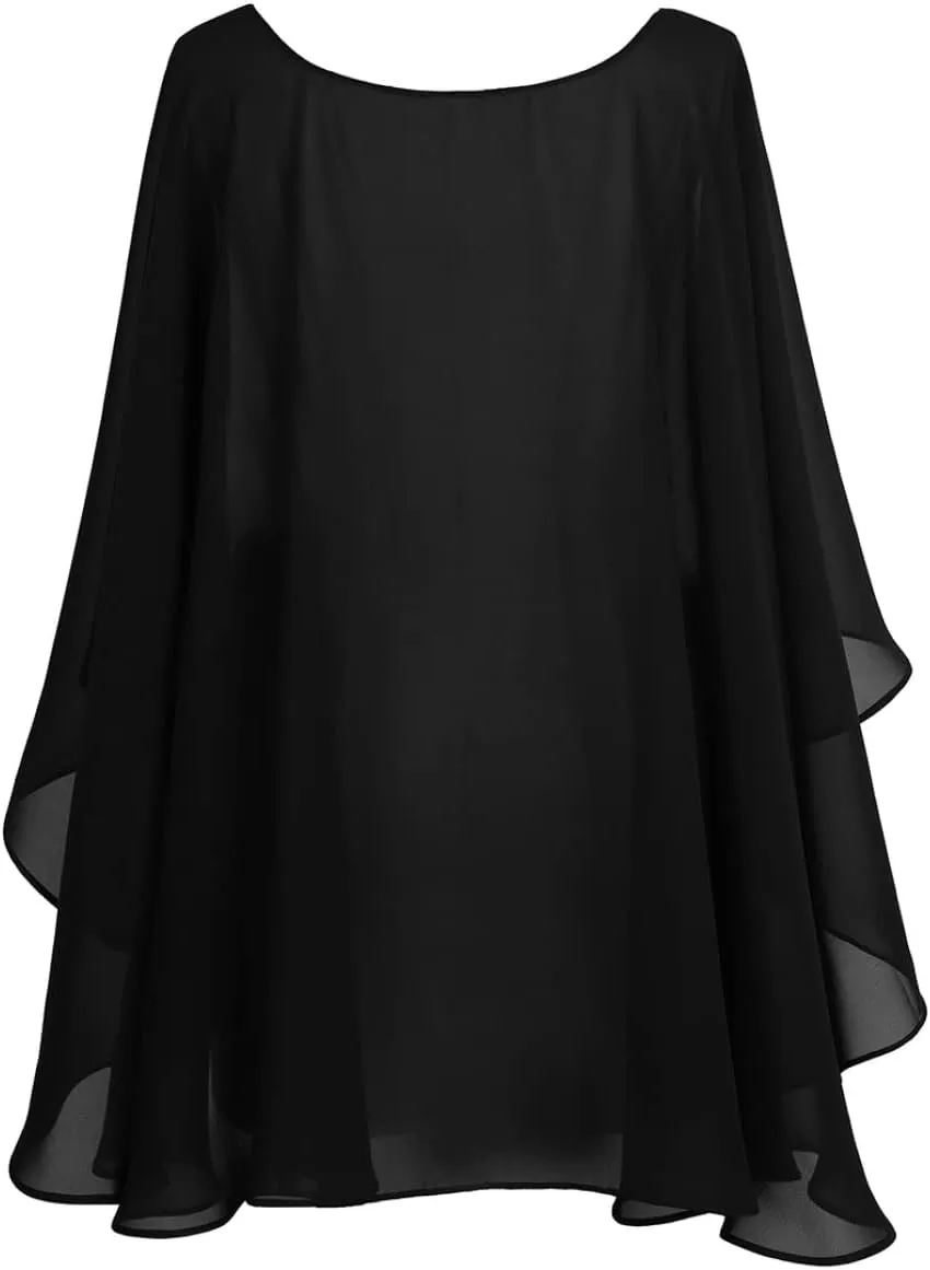 Women Shawls and Wraps for Evening Dresses Chiffon Capelets Bridesmaid Wedding Sheer Cape Cover Up