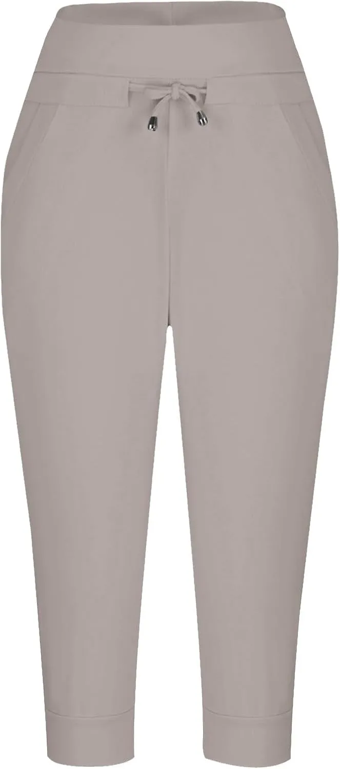Women's 2025 Drawstring Track Pants Yoga High Elastic Cropped Sweatpant Solid Trouser with Pocket Casual Cuff Jogger