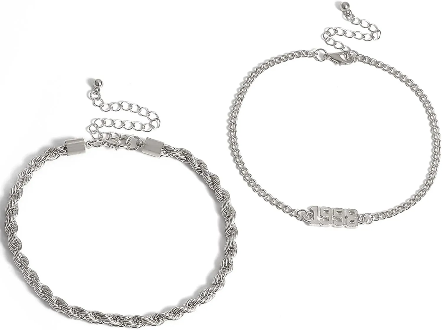 Womens Ankle Bracelets, Ladies Anklets Silver Punk Chain Shape Women's Delicate Silver Plated Ankle Bracelet 27cm