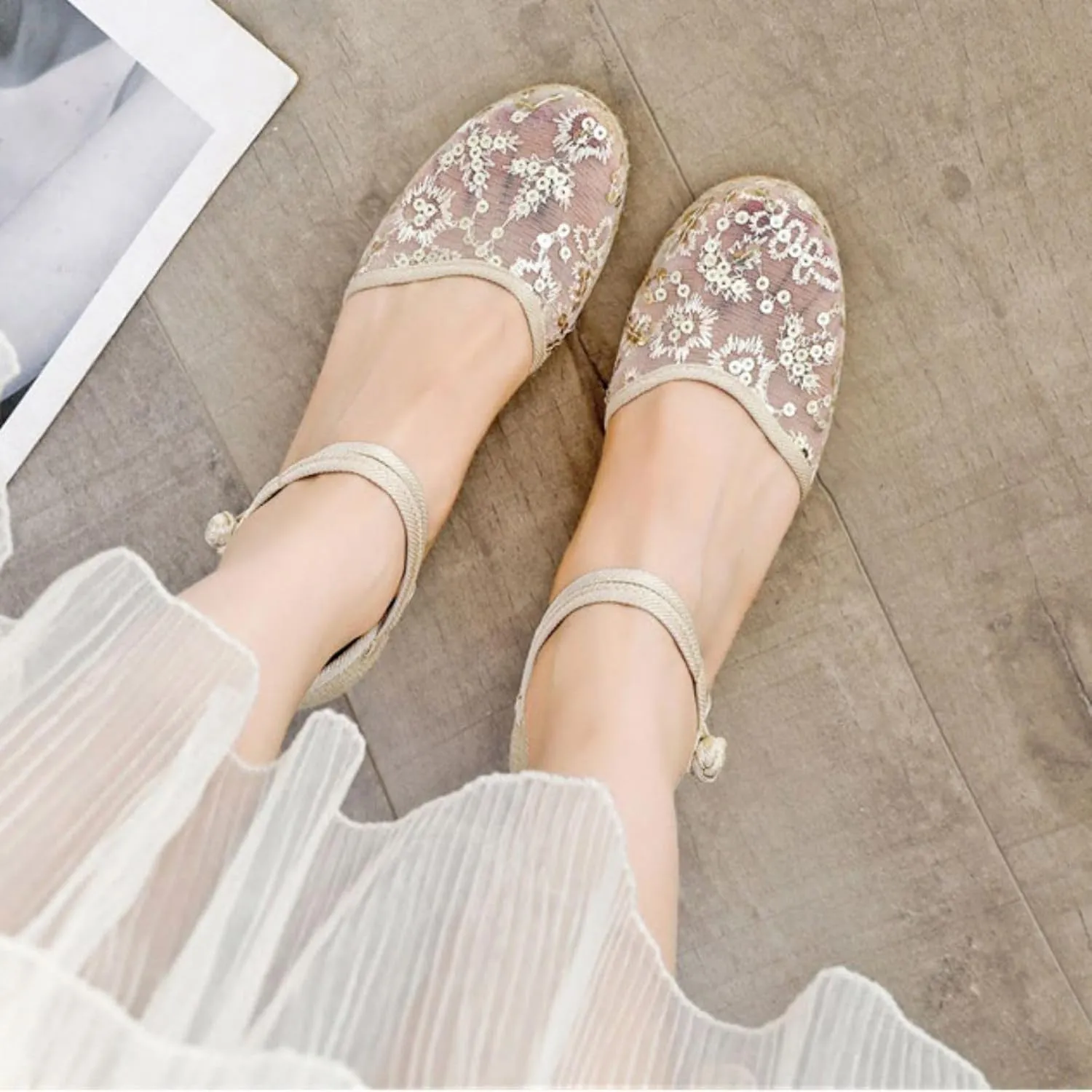 Womens Closed Toe Sandals Comfortable Summer Shoes Non Slip Mid Heel Espadrilles Breathable Comfy Casual 2025 Ankle Wedge for Women Strappy Lace Up Mesh Footwear Buckle Strap Retro Platform