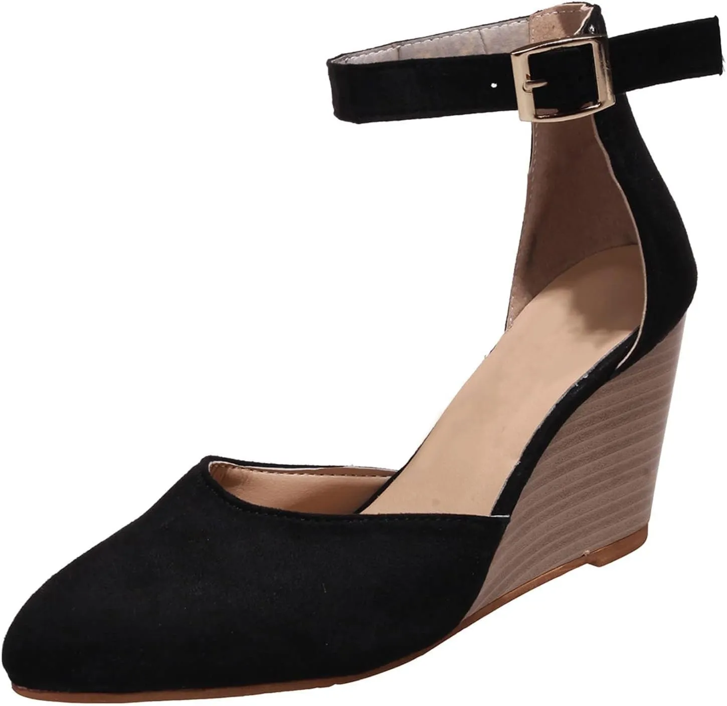 Womens Closed Toe Sandals Women Summer 2025 Casual Ankle Pumps Strap Espadrilles High Heels Wedges Wedding Party Dressy Flat Open Anti Slip with Adjustable Buckle Shoes Wedge Platform