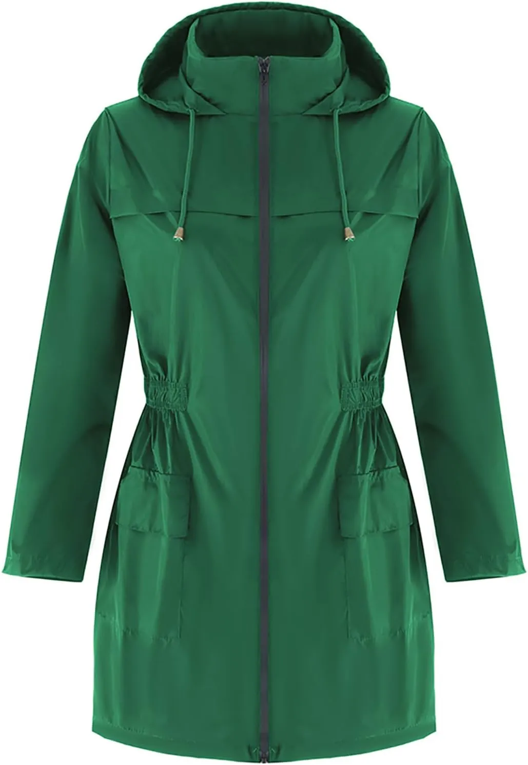Women's Hooded Lightweight Raincoat Windbreaker Rainproof Outdoor Jackets Waist Up Coats Stormtrooper