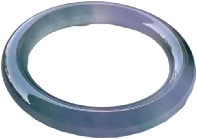 Women's Ice Transparent Floating Flowers Bracelet Purple round Jade Bangle