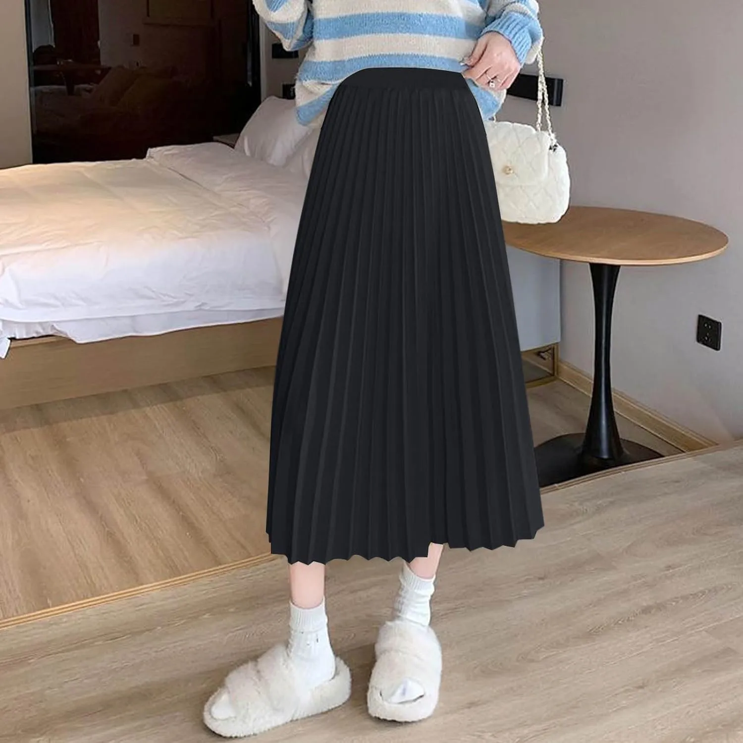 Womens Maxi Midi Satin Skirt Wedding Guest Dress Plus Size Pleated Evening Party Silk Elegant High Waist Long Skirts
