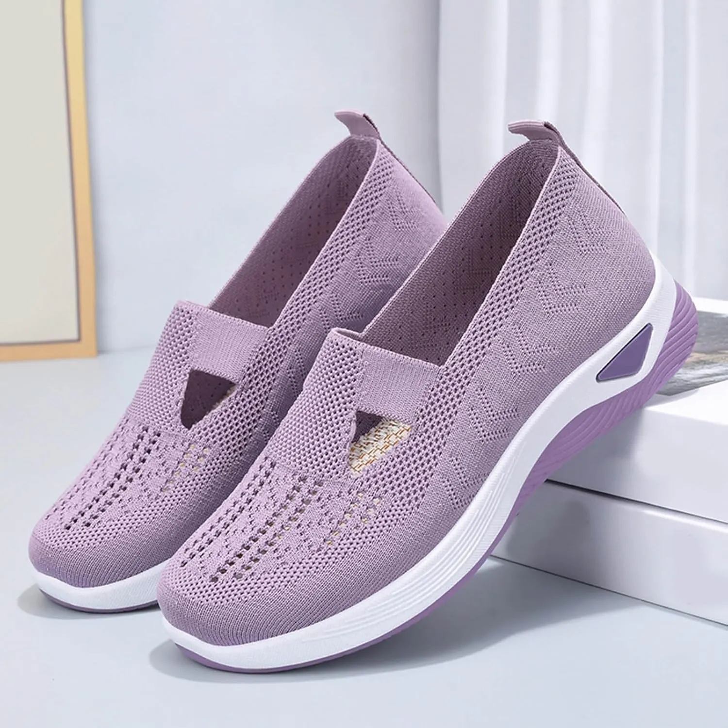 Womens Orthopedic Comfortable Loafers Slip On Walking Shoes with Arch Support Casual Sneakers Plantar Fasciitis Relief Foot Heel Pain Diabetic Feet