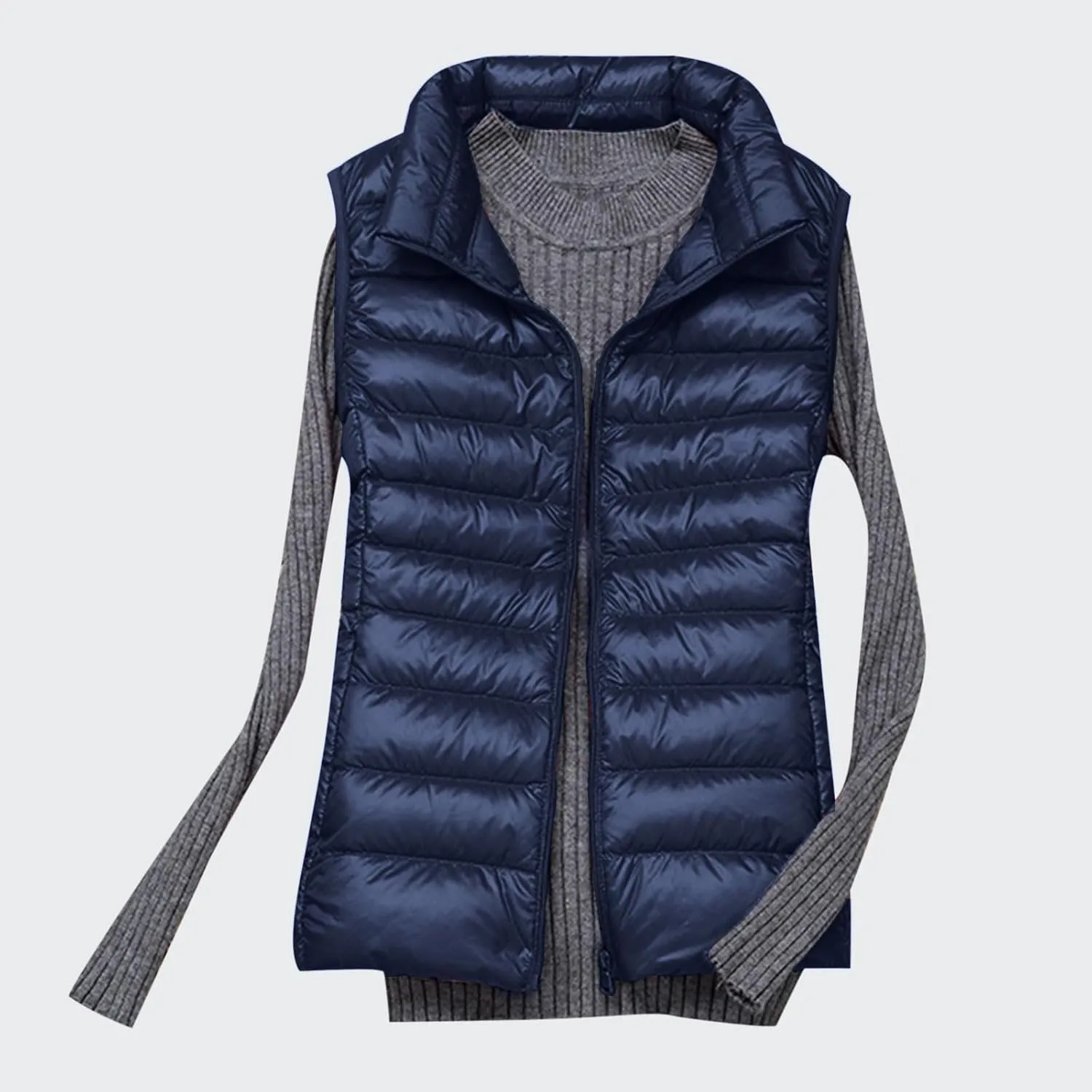 Womens Vests Puffer Jackets Sleeveless Winter Coats Warm Stand Collar Lightweight Quilted Jackets Casual Down Coat Vest