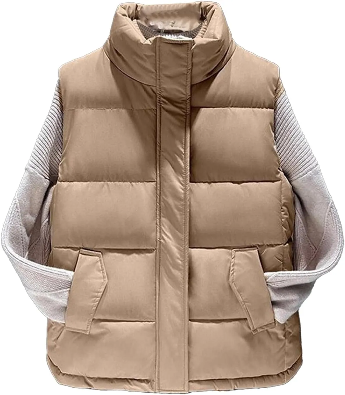 XUNRYAN Winter Jackets for Girls Vests Puffer Jacket Sleeveless Quilted Lightweight Down Coat Cropped Vest Anorak Outwear