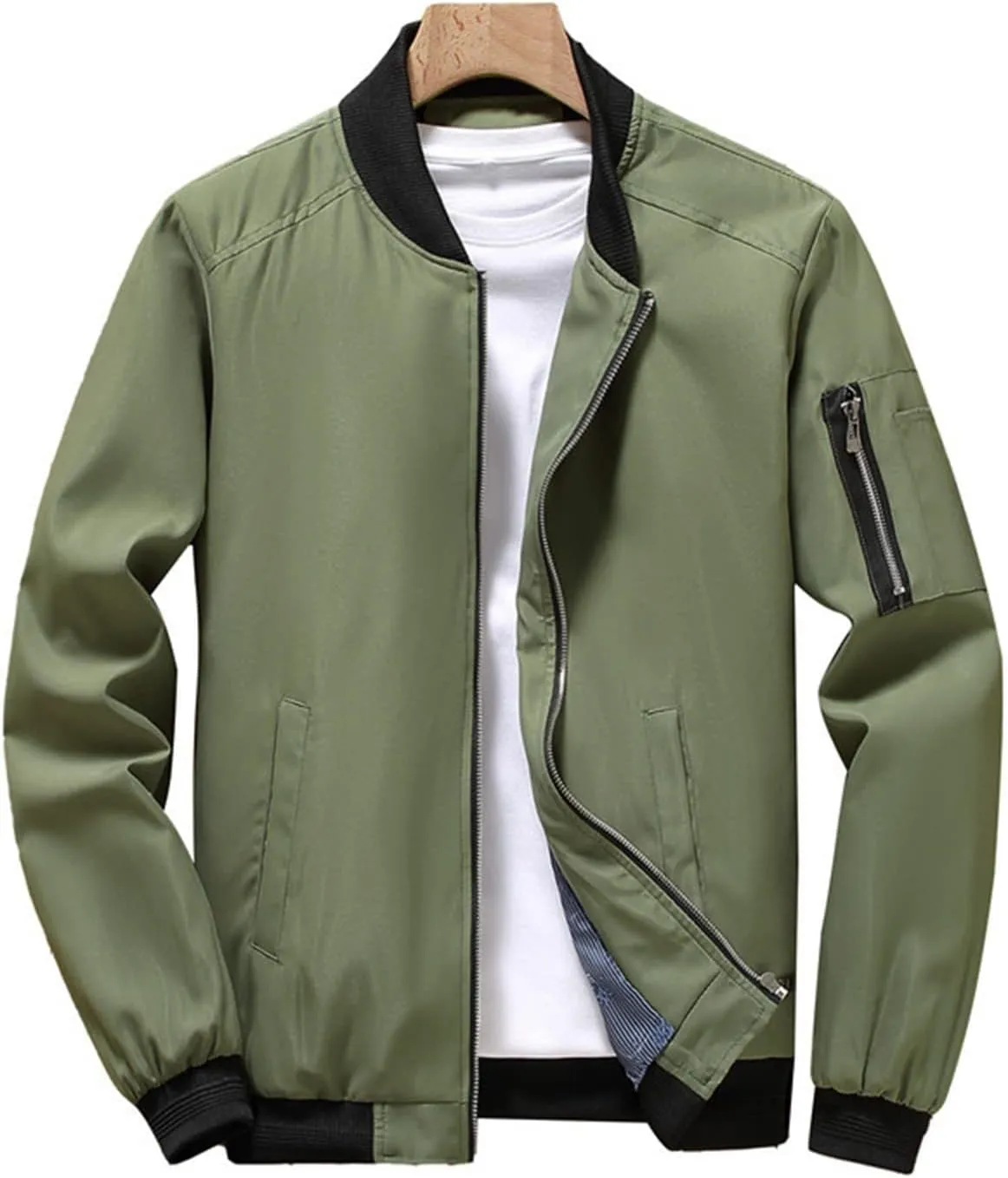 Ymosrh Men's Casual Jackets Lightweight Windproof Bomber Jacket Full Zip Winter Warm Coats Outwear Chaqueta, XXXL-L6