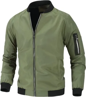 Ymosrh Men's Casual Jackets Lightweight Windproof Bomber Jacket Full Zip Winter Warm Coats Outwear Chaqueta, XXXL-L6