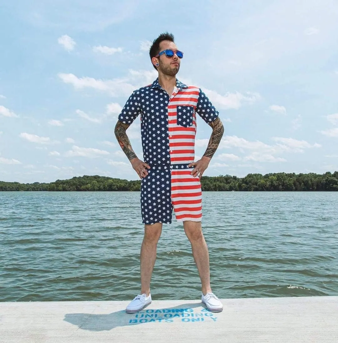 Zesties Male Rompers - Original Romper Jumpsuits for Men - Tropical Male Onesie Shorts - Men's Jumper Rompers