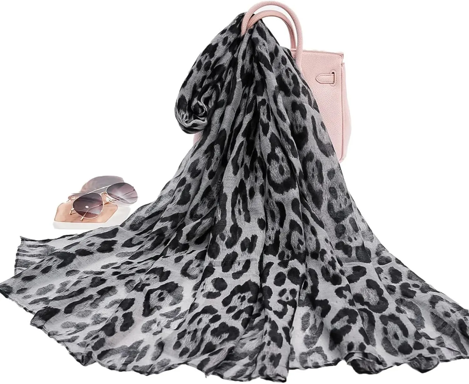 ZGMYC Fashion Leopard Print Hijab Scarf for Women Instant Jersey Hijab Head Wraps Sheer Beach Scarf Sunscreen Shawls