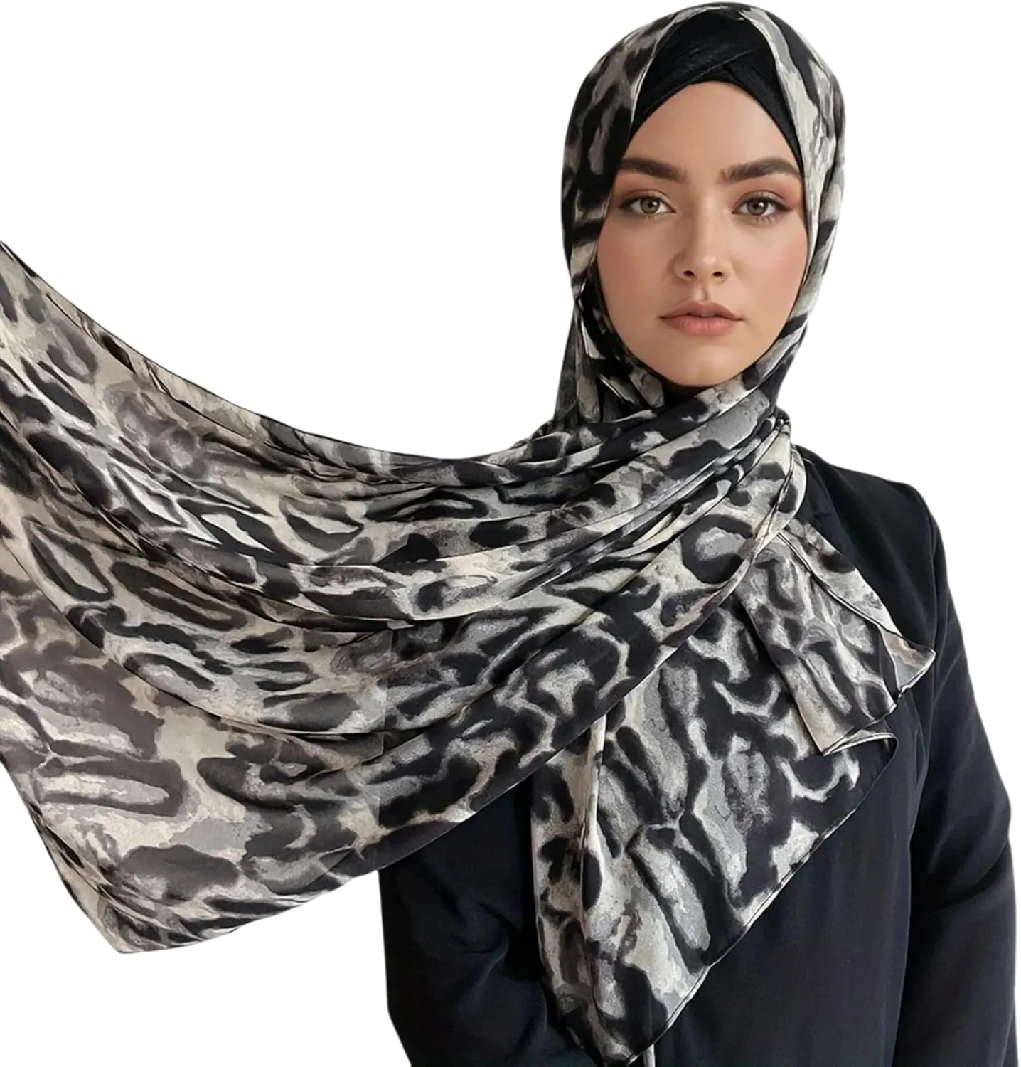 ZGMYC Fashion Leopard Print Hijab Scarf for Women Instant Jersey Hijab Head Wraps Sheer Beach Scarf Sunscreen Shawls