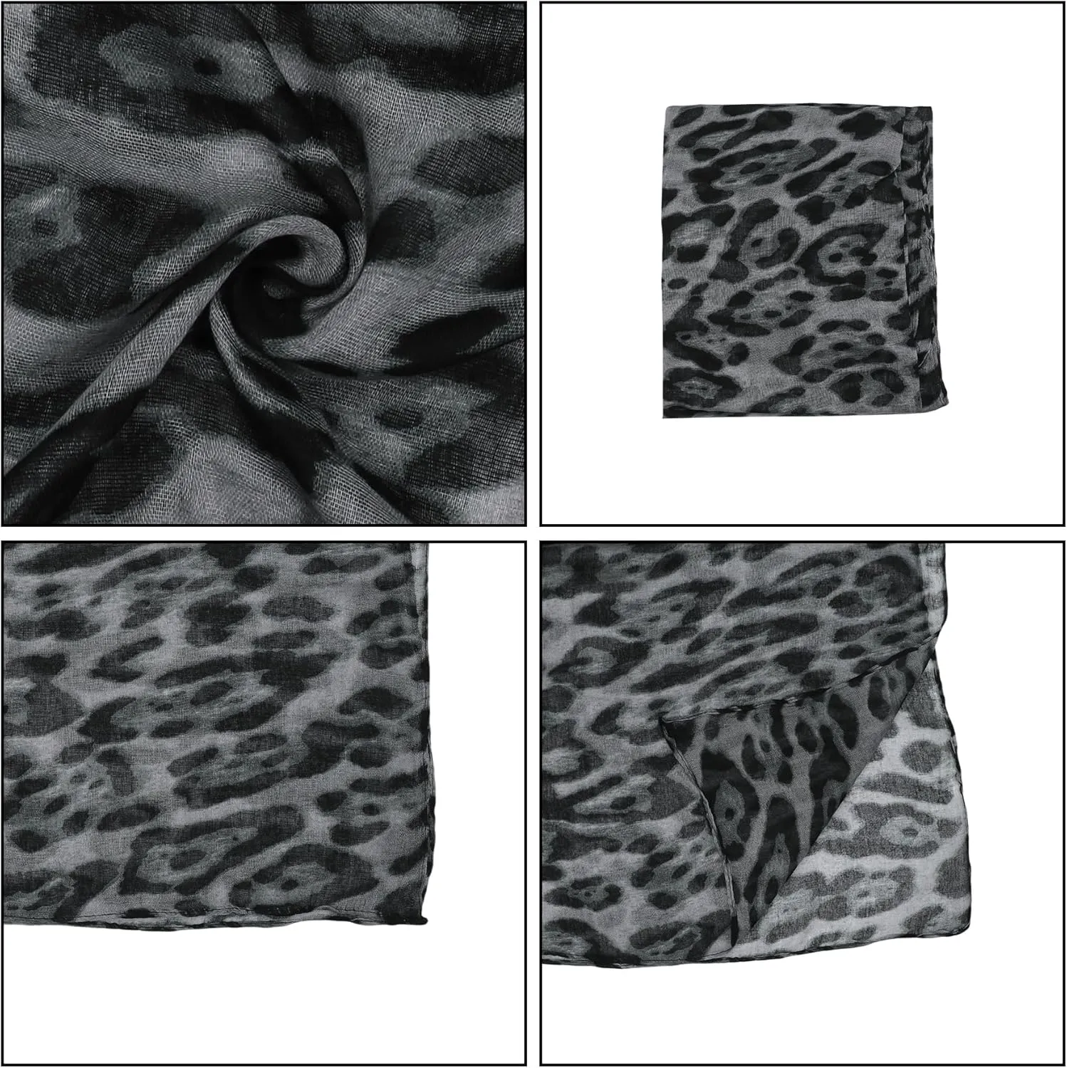 ZGMYC Fashion Leopard Print Hijab Scarf for Women Instant Jersey Hijab Head Wraps Sheer Beach Scarf Sunscreen Shawls