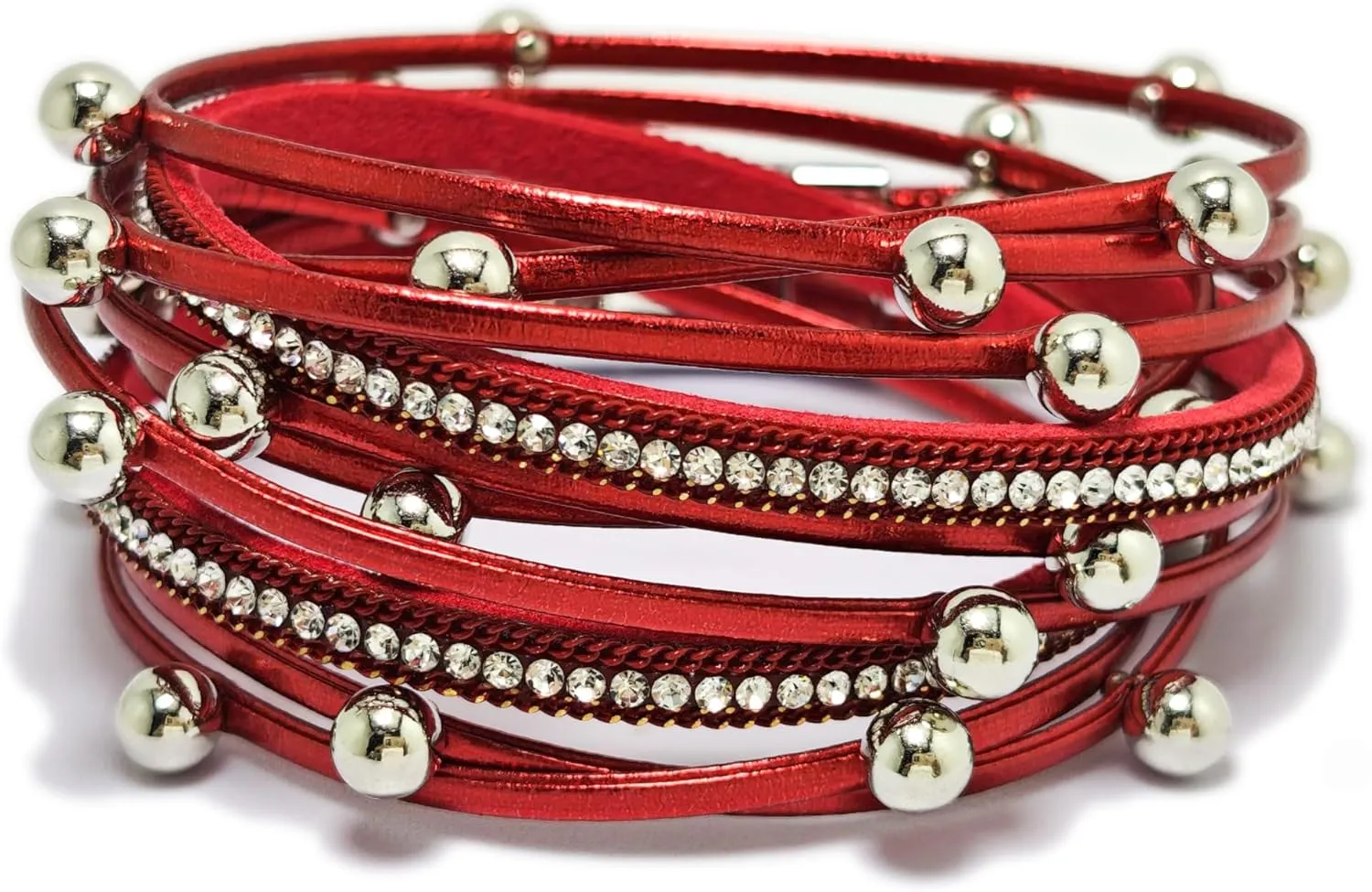 ZMANYIJEW Leather Wrap Bracelets for Women,Boho Cuff Bracelets Multi-Layer Crystal Beads Cuff Bracelet Multilayered Leopard Leather Braided Bangle Wrist Cuff Bangles